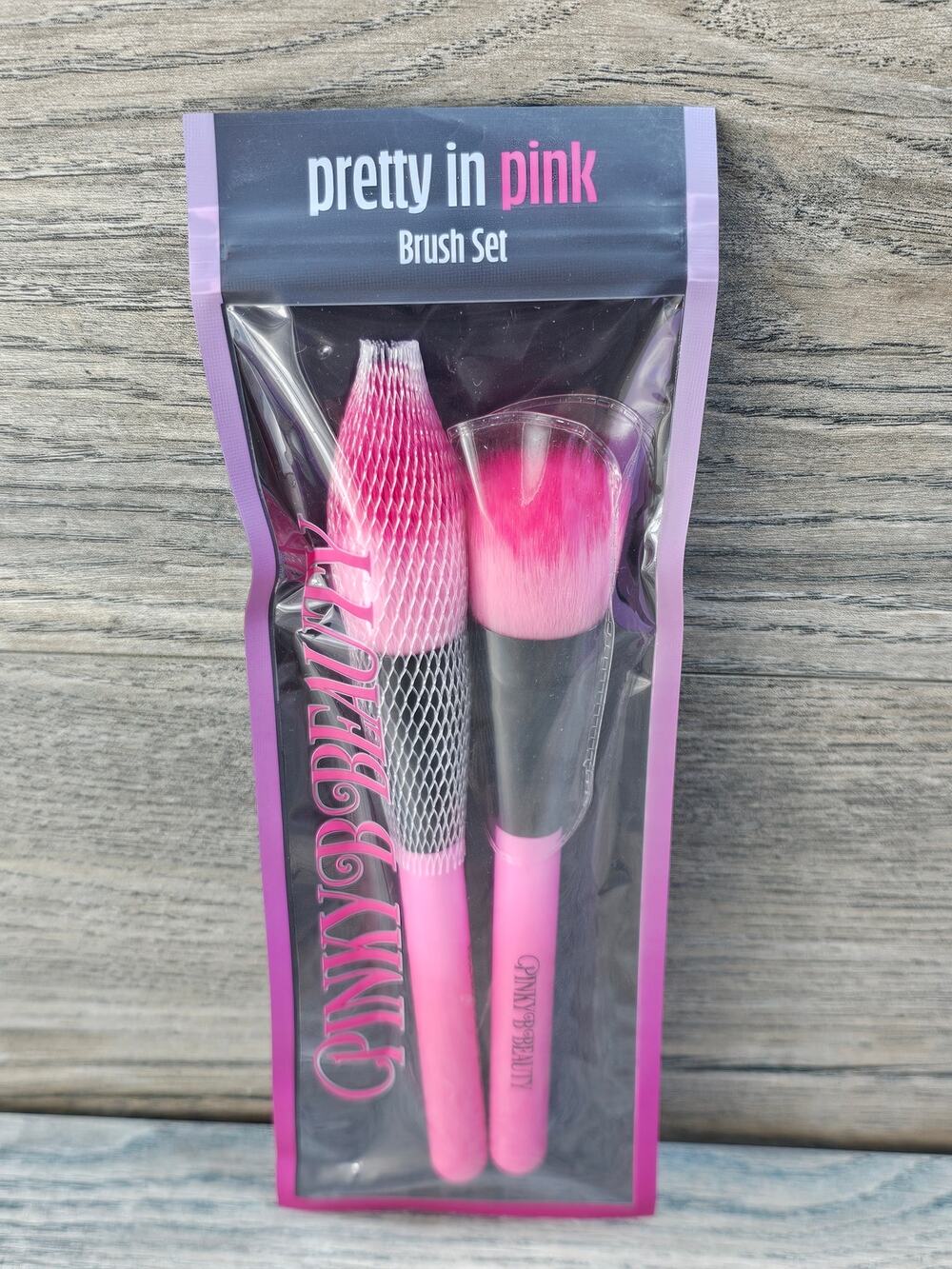 Pinky B Beauty Pretty In Pink 2-Piece Makeup Brush Set Powder Blush Contour